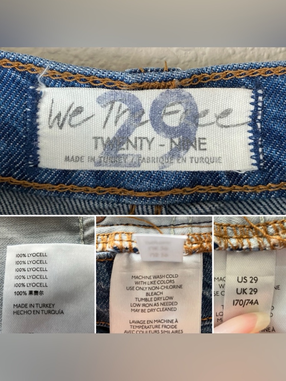 FREE PEOPLE We The Free Old West Wide Leg Jeans Size 29 Baggy Fray Hem Festival - Picture 7 of 13